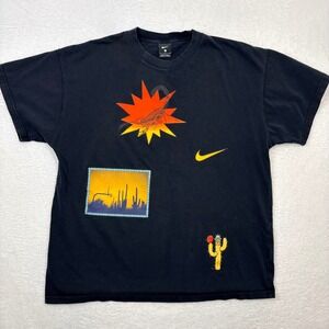 Nike Graphic Shirt Men's Large Black City Exploration Cactus Scorpion Basketball